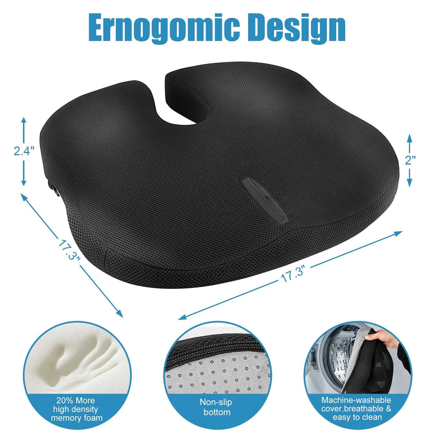 non-slip pregnancy car seat cushion base - stays on car seat securely
high-density memory foam pregnancy car seat cushion for sciatica pain relief